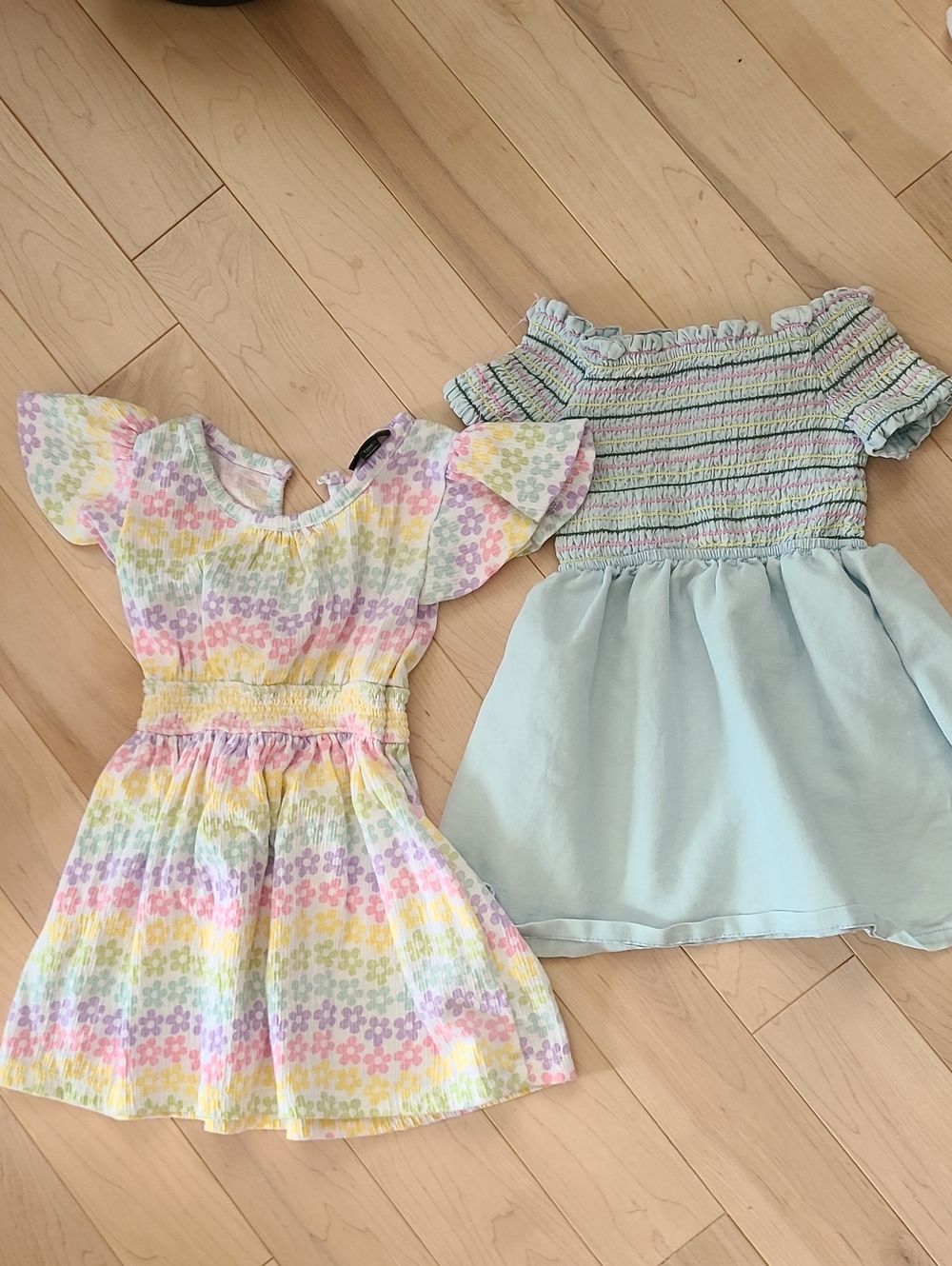 Girls Pastel Floral Smocked Dress - Multicolor